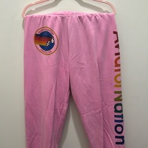 Neon pink aviator nation sweatpants